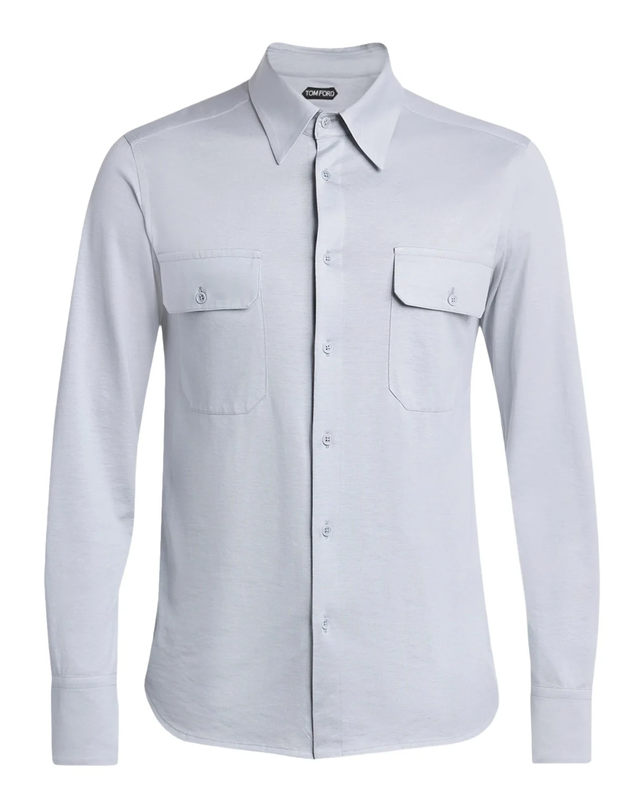 Men's Cotton and Silk Jersey Button-Down Shirt Men's Cotton and Silk Jersey Button-Down Shirt