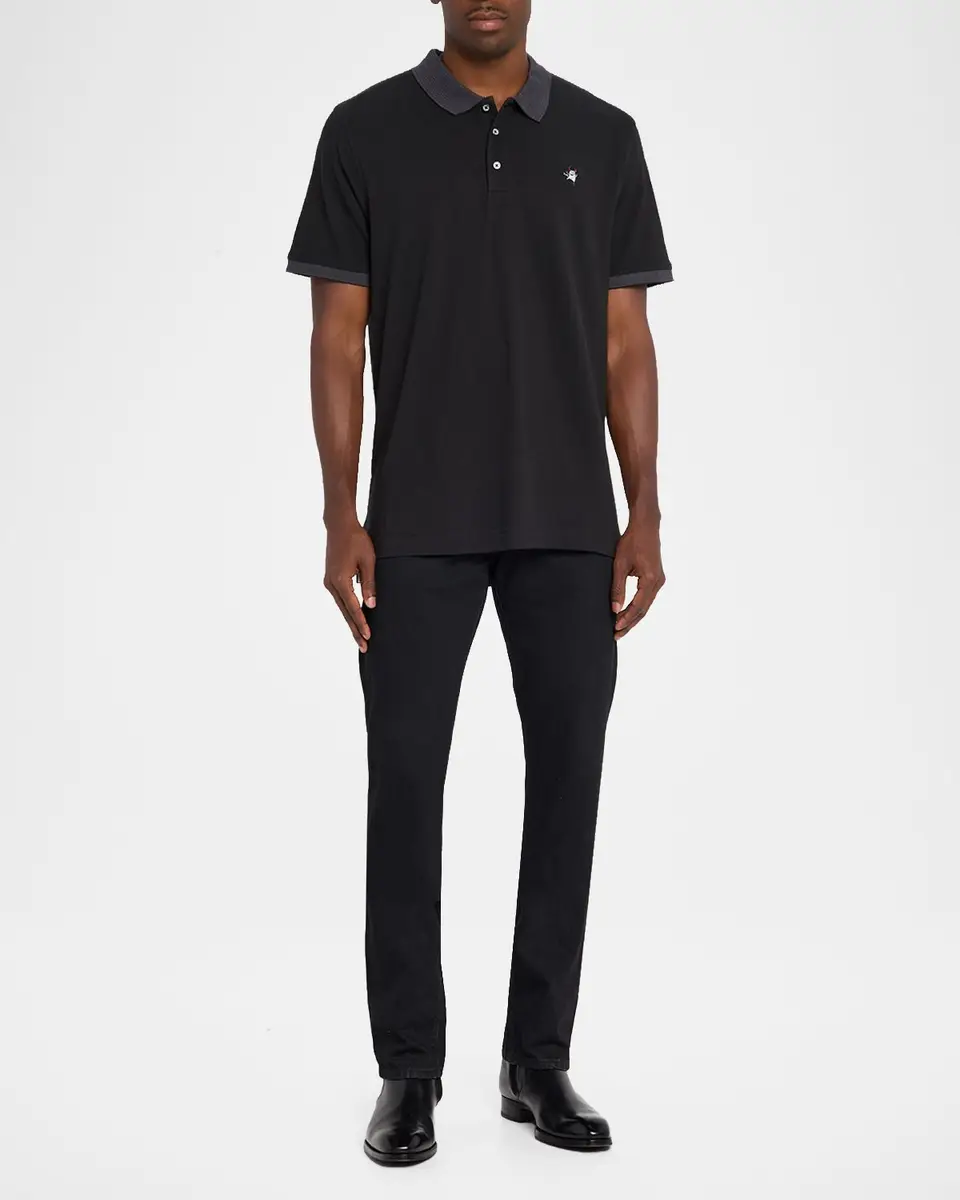 Robert Graham Men's Devil-Embroidered Striped Collar Cotton Polo Shirt | Thumbnail 2 Robert Graham Men's Devil-Embroidered Striped Collar Cotton Polo Shirt | Thumbnail 2