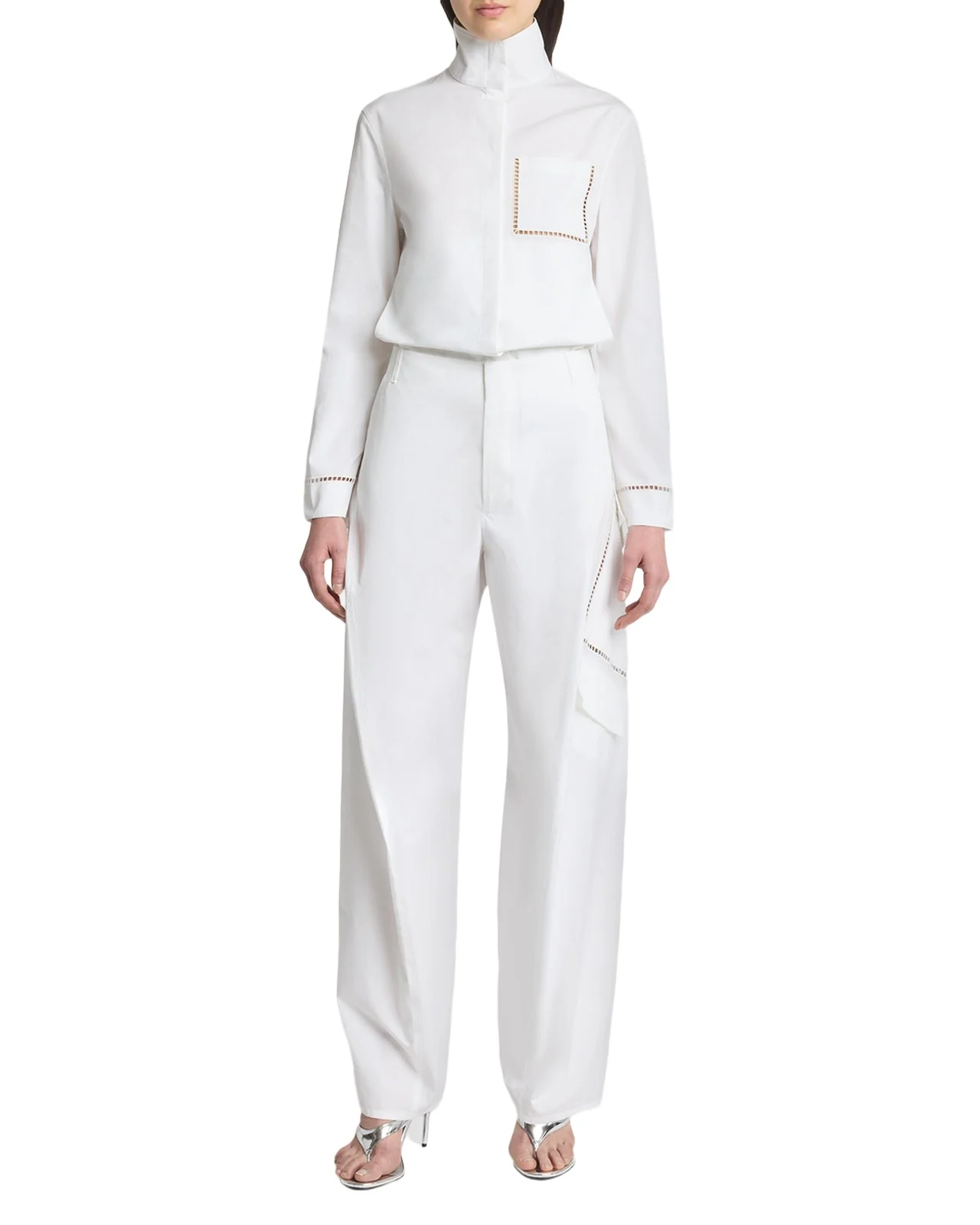Alaïa Lace-Inset Cotton Shirt