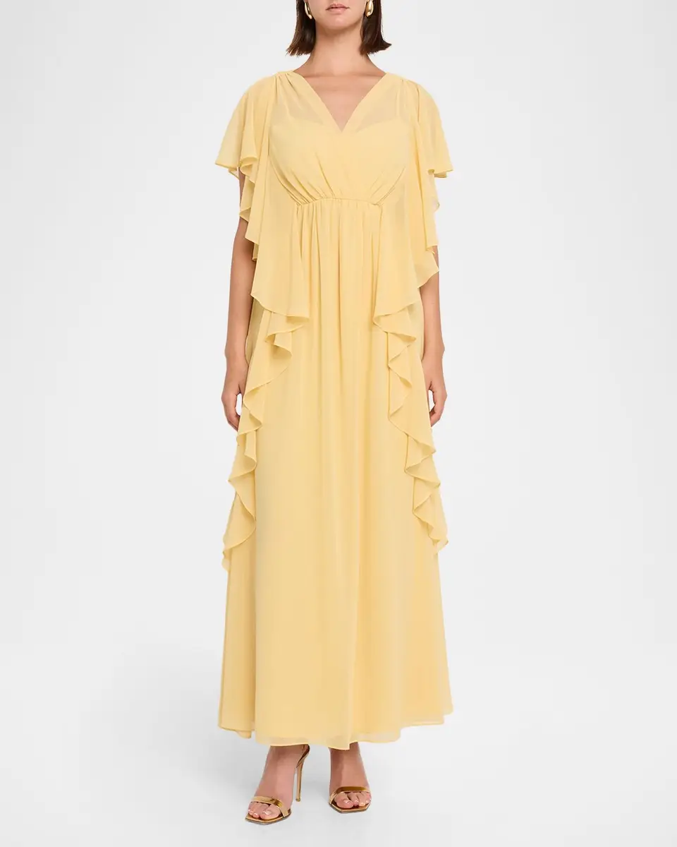 Ungaro Saffron Draped Ruffle Maxi Dress | Thumbnail 2