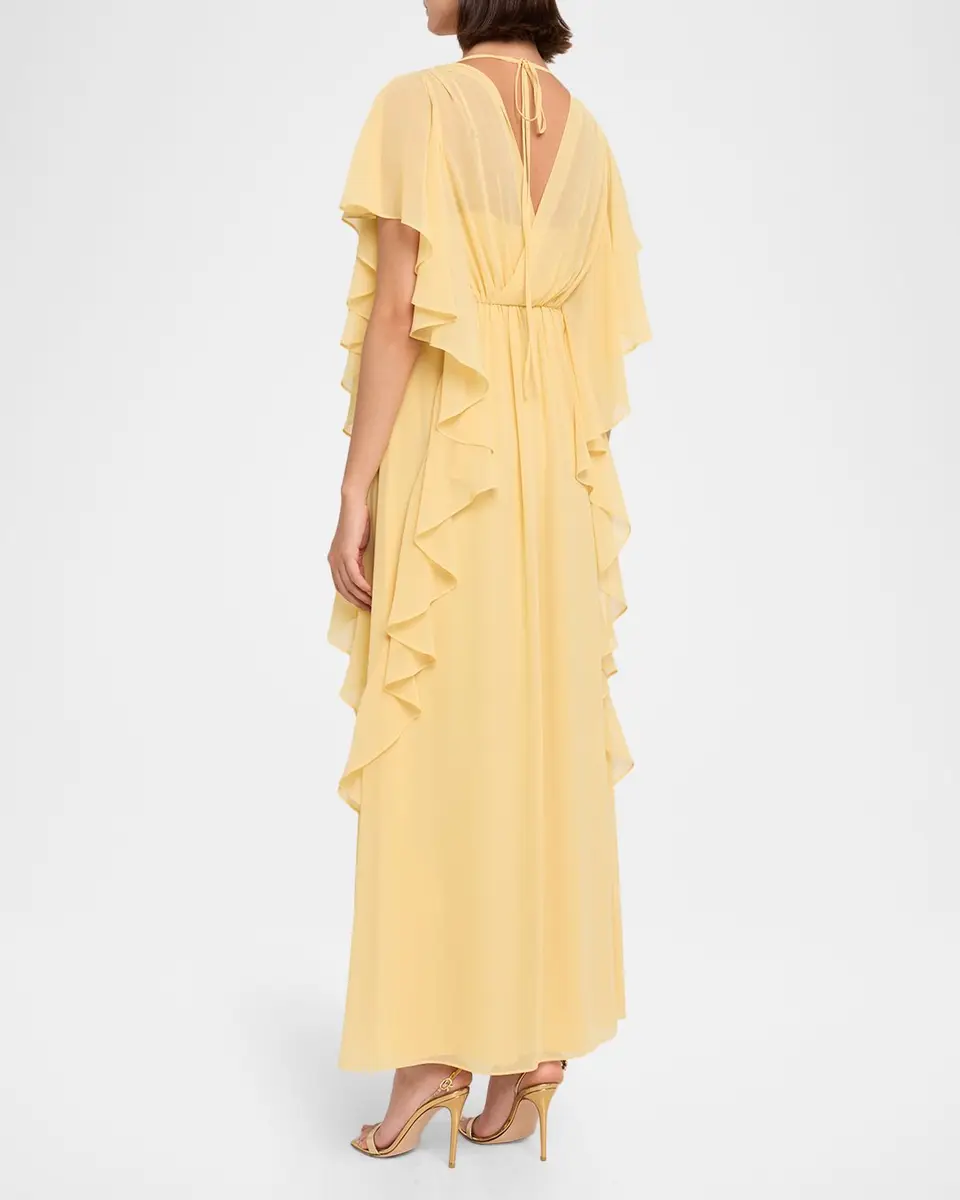 Ungaro Saffron Draped Ruffle Maxi Dress | Thumbnail 3