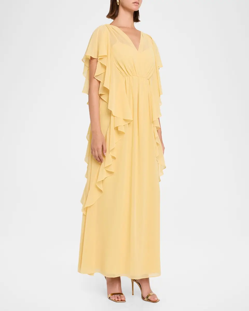 Ungaro Saffron Draped Ruffle Maxi Dress | Thumbnail 4