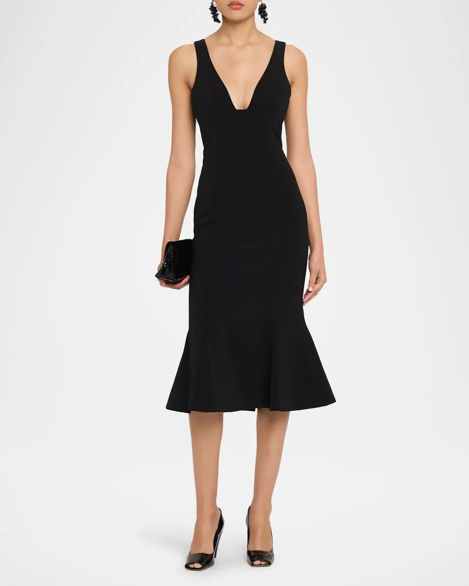 PRABAL GURUNG V-Neck Sleeveless Flounce Hem Dress | Thumbnail 2 PRABAL GURUNG V-Neck Sleeveless Flounce Hem Dress | Thumbnail 2