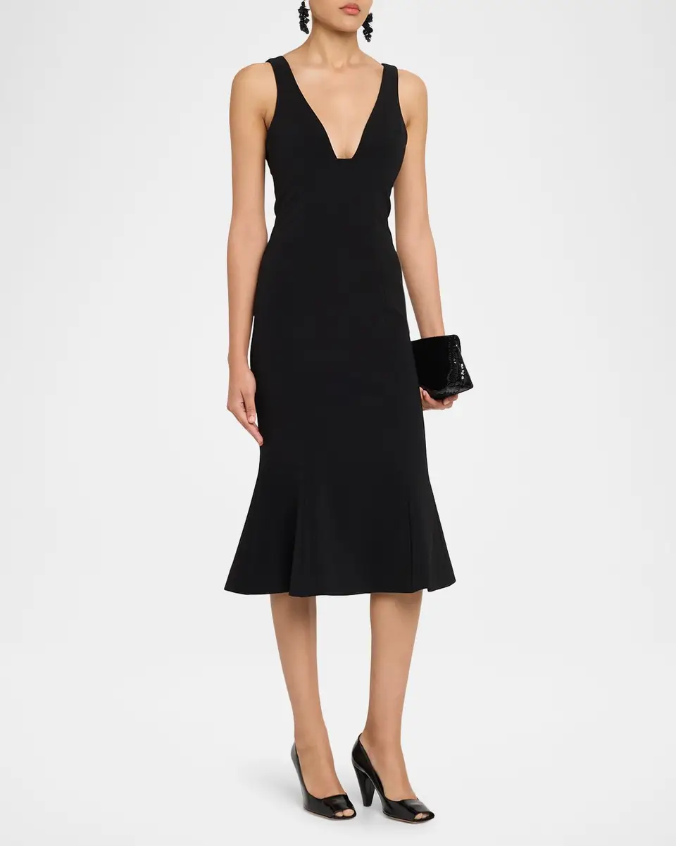 PRABAL GURUNG V-Neck Sleeveless Flounce Hem Dress | Thumbnail 4 PRABAL GURUNG V-Neck Sleeveless Flounce Hem Dress | Thumbnail 4