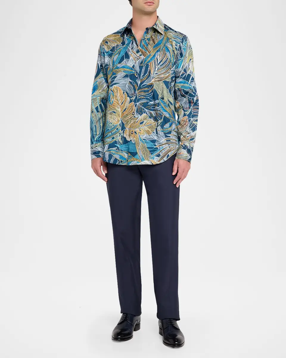 Robert Graham Men's Chorro Embroidered Leaf Print Shirt | Thumbnail 2 Robert Graham Men's Chorro Embroidered Leaf Print Shirt | Thumbnail 2