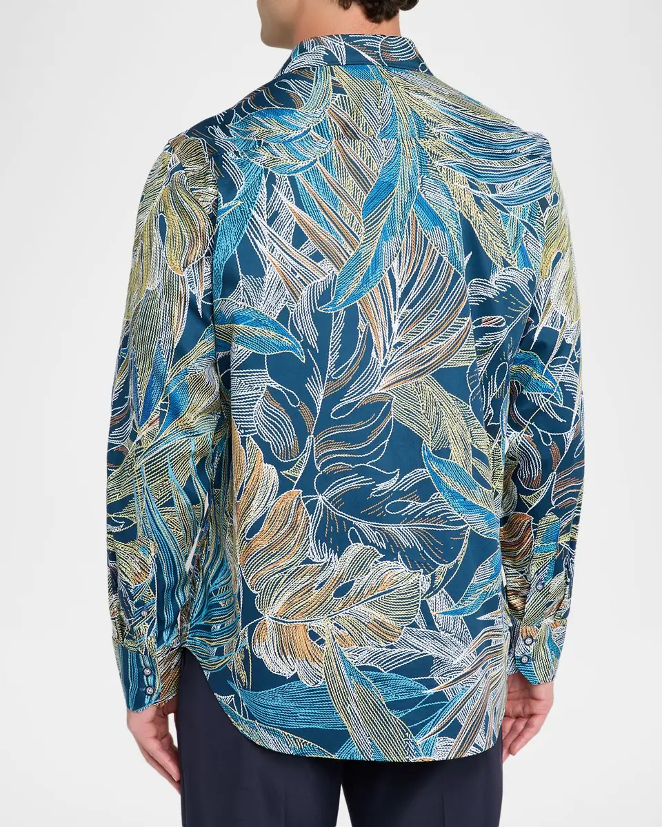 Robert Graham Men's Chorro Embroidered Leaf Print Shirt | Thumbnail 3 Robert Graham Men's Chorro Embroidered Leaf Print Shirt | Thumbnail 3