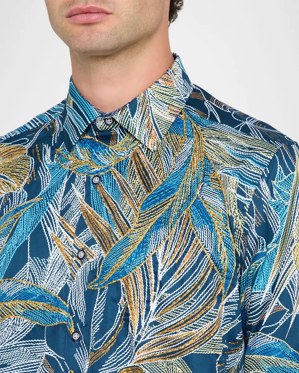 Robert Graham Men's Chorro Embroidered Leaf Print Shirt | Thumbnail 5 Robert Graham Men's Chorro Embroidered Leaf Print Shirt | Thumbnail 5