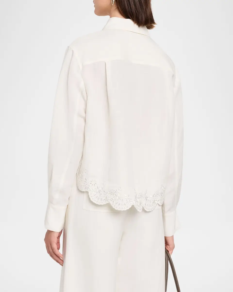 Simkhai Ames Embroidered Linen-Blend Shirt | Thumbnail 3 Simkhai Ames Embroidered Linen-Blend Shirt | Thumbnail 3