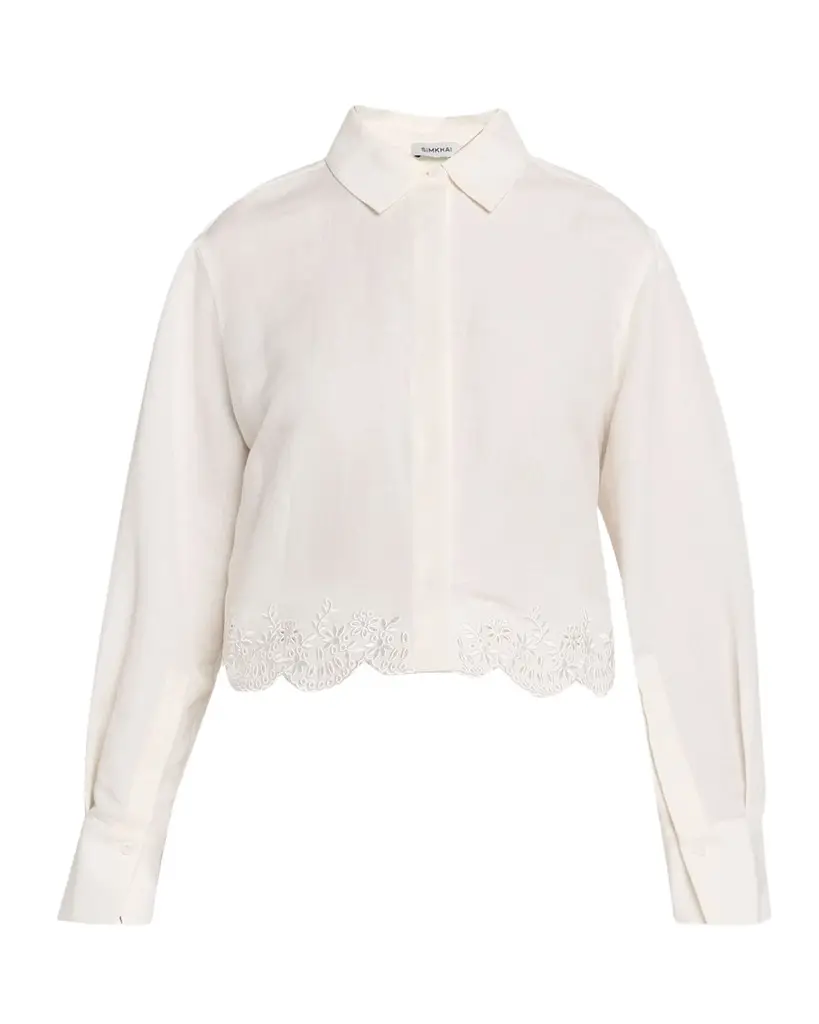 Simkhai Ames Embroidered Linen-Blend Shirt | Image 1 Simkhai Ames Embroidered Linen-Blend Shirt | Image 1