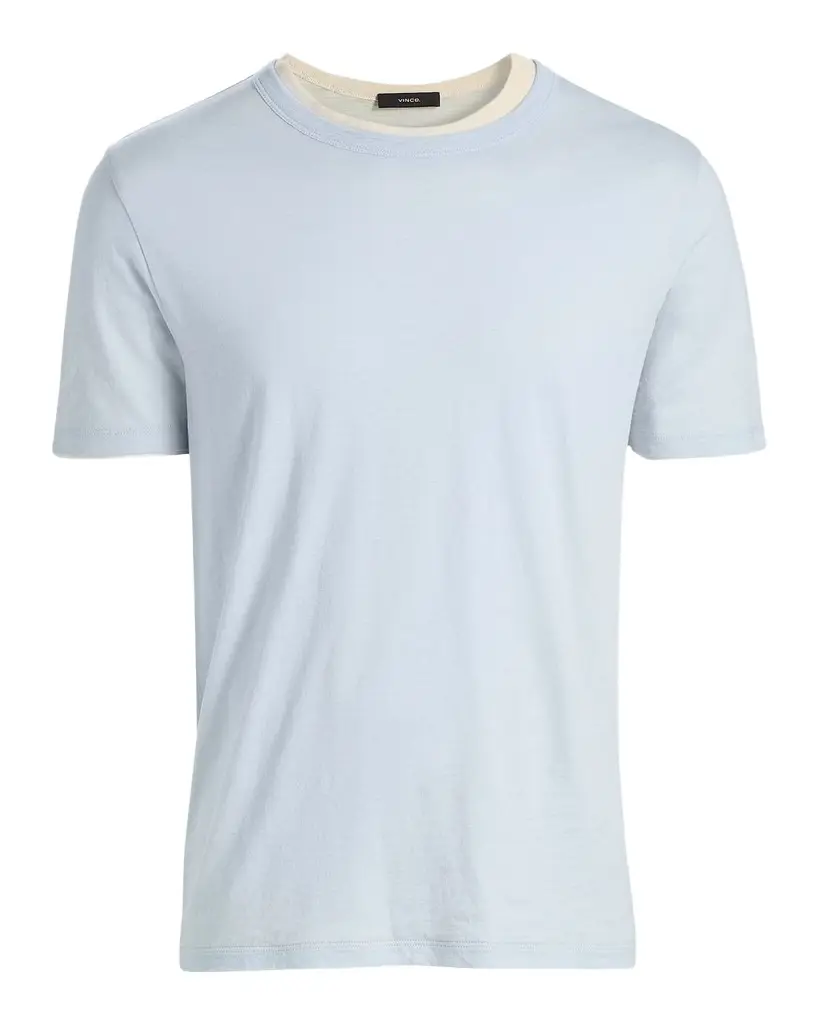 Vince Men's Fine Slub Double-Layer Crewneck T-Shirt | Image 1 Vince Men's Fine Slub Double-Layer Crewneck T-Shirt | Image 1