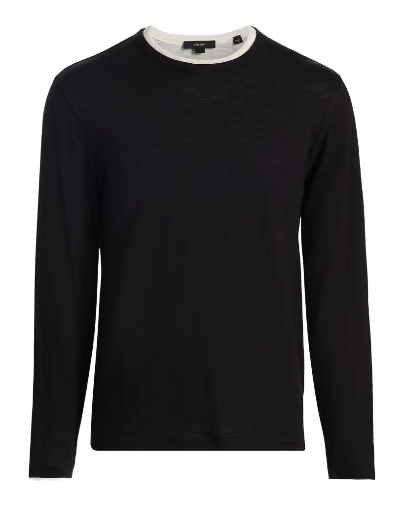 Vince Men's Fine Slub Cotton Double-Layer Crewneck T-Shirt | Image 1 Vince Men's Fine Slub Cotton Double-Layer Crewneck T-Shirt | Image 1