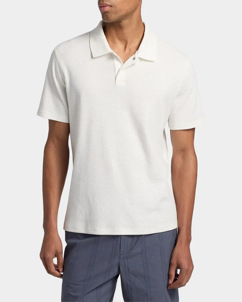 Vince Men's Rib-Knit Cotton-Blend Polo Shirt | Thumbnail 4 Vince Men's Rib-Knit Cotton-Blend Polo Shirt | Thumbnail 4
