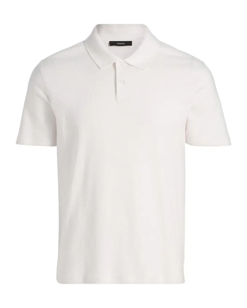 Vince Men's Rib-Knit Cotton-Blend Polo Shirt | Image 1 Vince Men's Rib-Knit Cotton-Blend Polo Shirt | Image 1