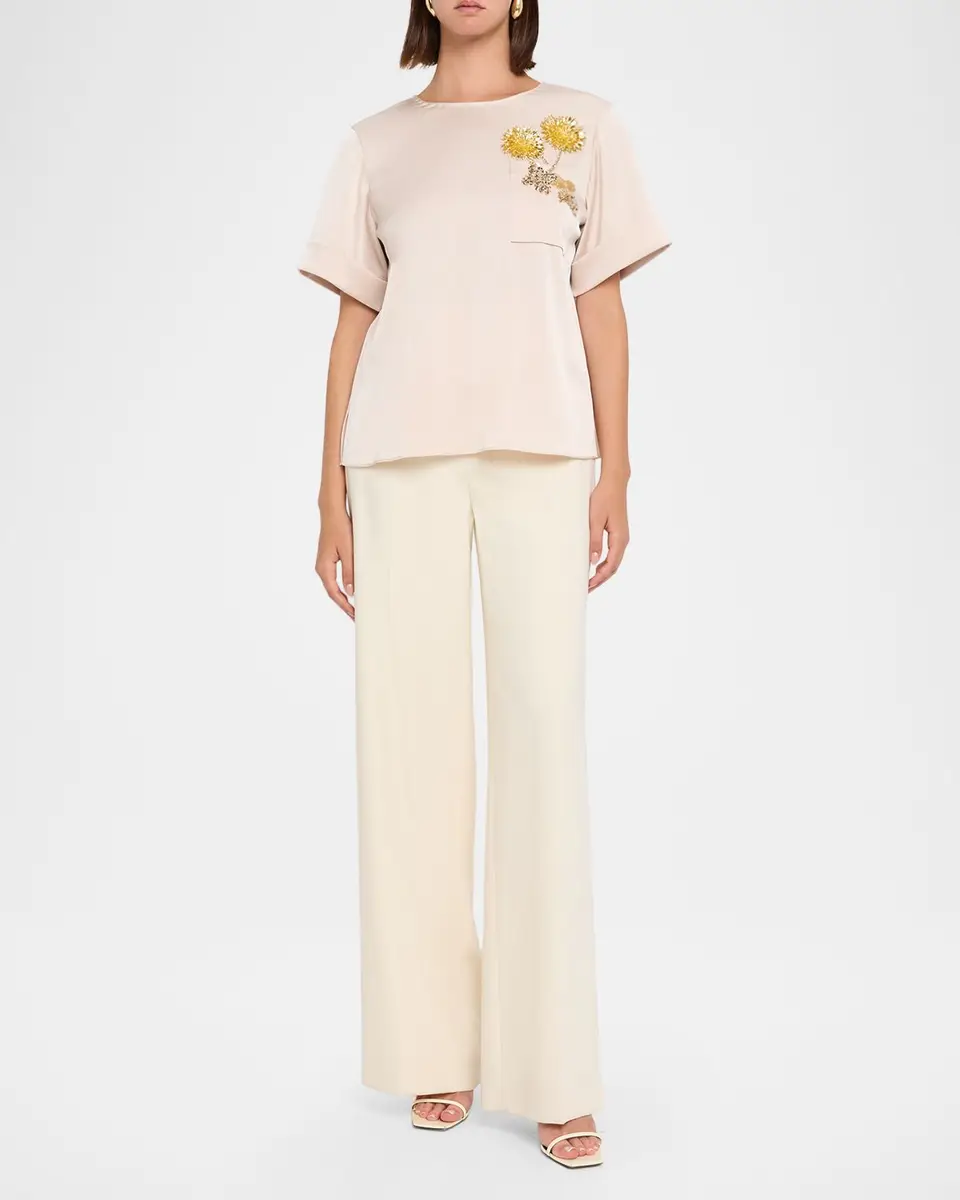 Ungaro Amina Crystal Floral Crewneck Blouse | Thumbnail 2 Ungaro Amina Crystal Floral Crewneck Blouse | Thumbnail 2