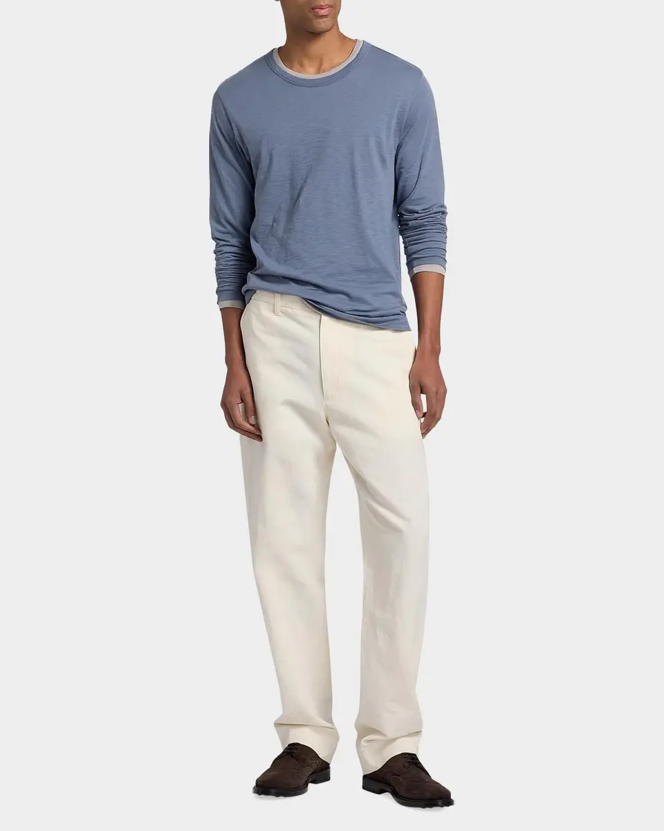Vince Men's Fine Slub Cotton Double-Layer Crewneck T-Shirt | Thumbnail 2 Vince Men's Fine Slub Cotton Double-Layer Crewneck T-Shirt | Thumbnail 2