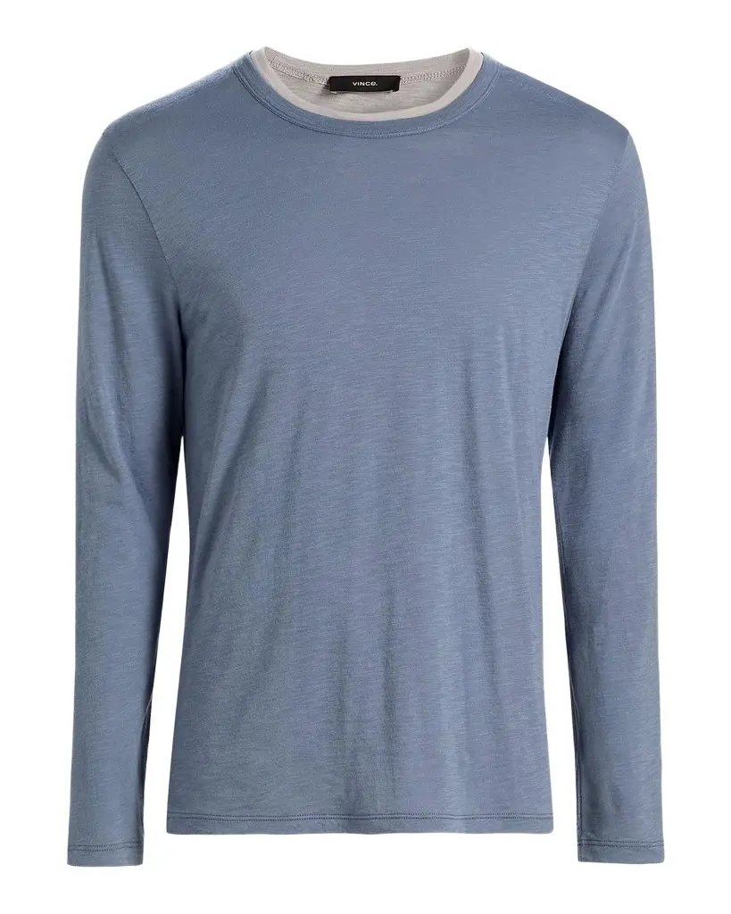 Vince Men's Fine Slub Cotton Double-Layer Crewneck T-Shirt | Image 1 Vince Men's Fine Slub Cotton Double-Layer Crewneck T-Shirt | Image 1