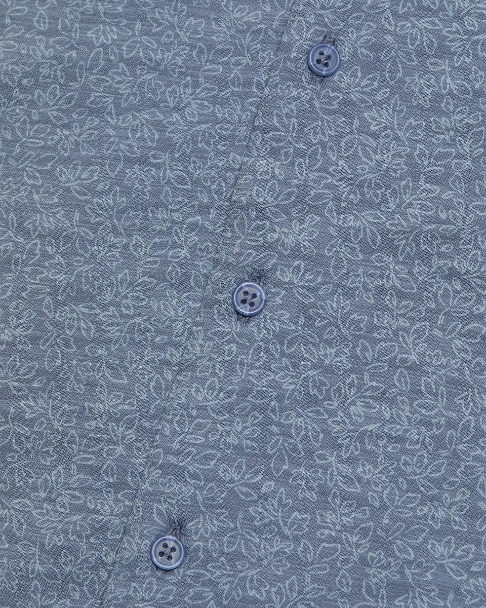 Vince Men's Tonal Leaf-Print Slub Cotton Shirt | Thumbnail 6 Vince Men's Tonal Leaf-Print Slub Cotton Shirt | Thumbnail 6
