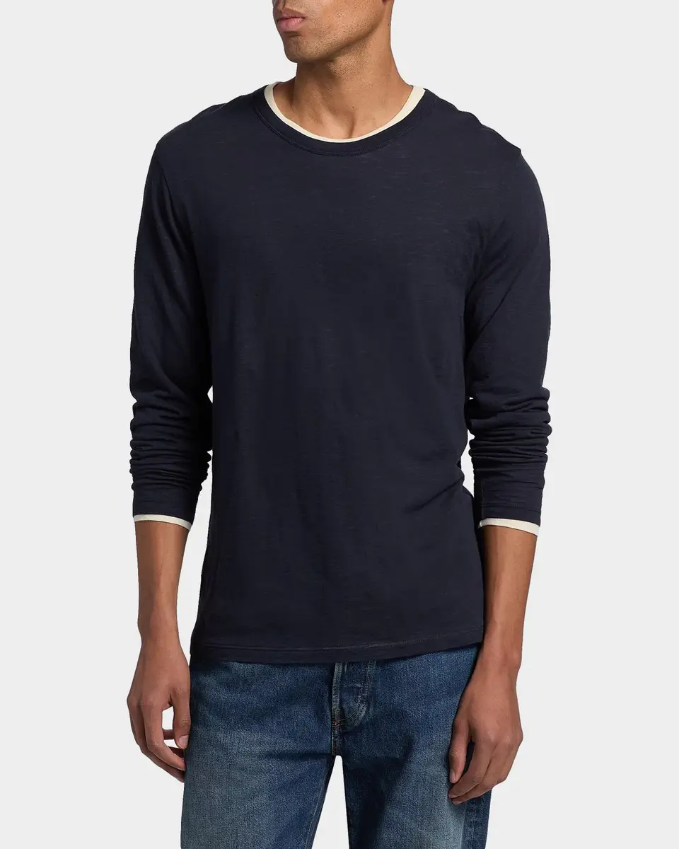 Vince Men's Fine Slub Cotton Double-Layer Crewneck T-Shirt | Thumbnail 4 Vince Men's Fine Slub Cotton Double-Layer Crewneck T-Shirt | Thumbnail 4