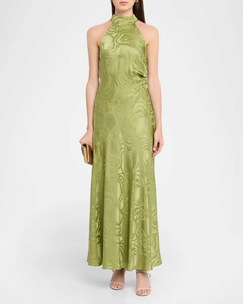 TANYA TAYLOR Anais Silk-Blend Halter Maxi Dress | Thumbnail 2