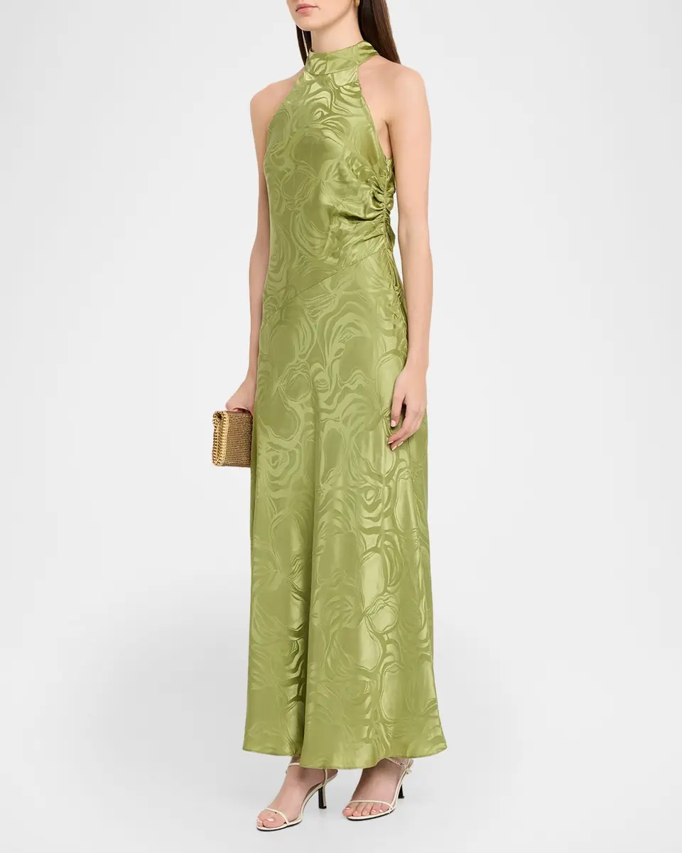 TANYA TAYLOR Anais Silk-Blend Halter Maxi Dress | Thumbnail 4