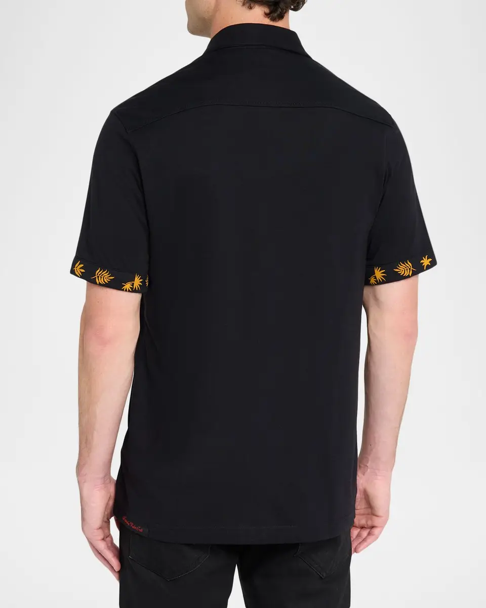 Robert Graham Men's Golden Jungle Motif Cotton Short-Sleeve Shirt | Thumbnail 3 Robert Graham Men's Golden Jungle Motif Cotton Short-Sleeve Shirt | Thumbnail 3