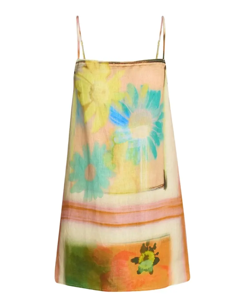 Staud Laura Superbloom Scarf Linen Mini Dress | Image 1 Staud Laura Superbloom Scarf Linen Mini Dress | Image 1