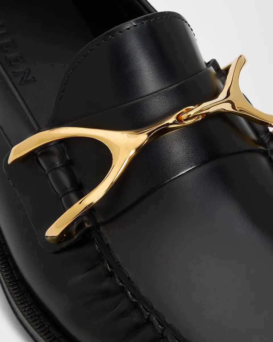 Alexander McQueen Men's Wishbone Leather Moc-Toe Loafers | Thumbnail 3 Alexander McQueen Men's Wishbone Leather Moc-Toe Loafers | Thumbnail 3