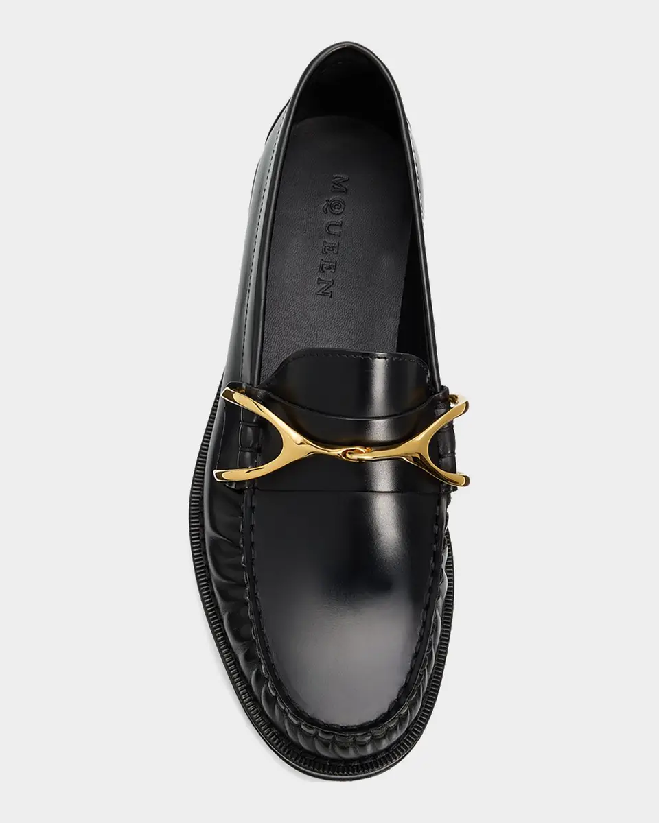Alexander McQueen Men's Wishbone Leather Moc-Toe Loafers | Thumbnail 4 Alexander McQueen Men's Wishbone Leather Moc-Toe Loafers | Thumbnail 4