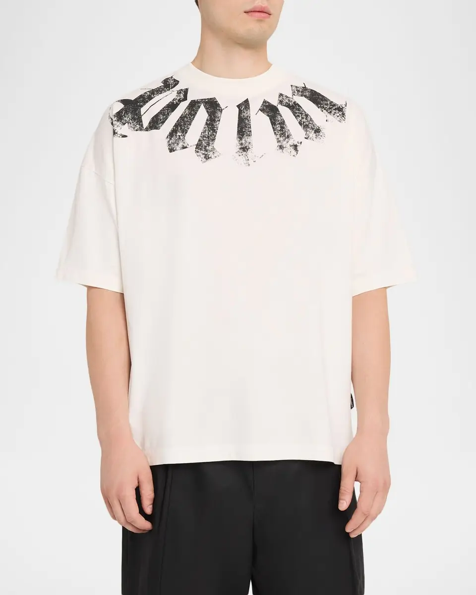 Palm Angels Men's Big Neck Logo Cotton T-Shirt | Thumbnail 4 Palm Angels Men's Big Neck Logo Cotton T-Shirt | Thumbnail 4
