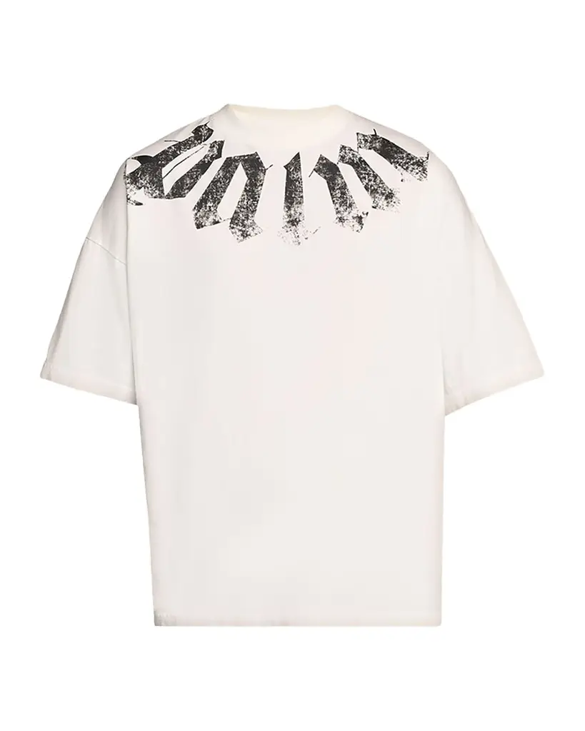 Palm Angels Men's Big Neck Logo Cotton T-Shirt | Image 1 Palm Angels Men's Big Neck Logo Cotton T-Shirt | Image 1