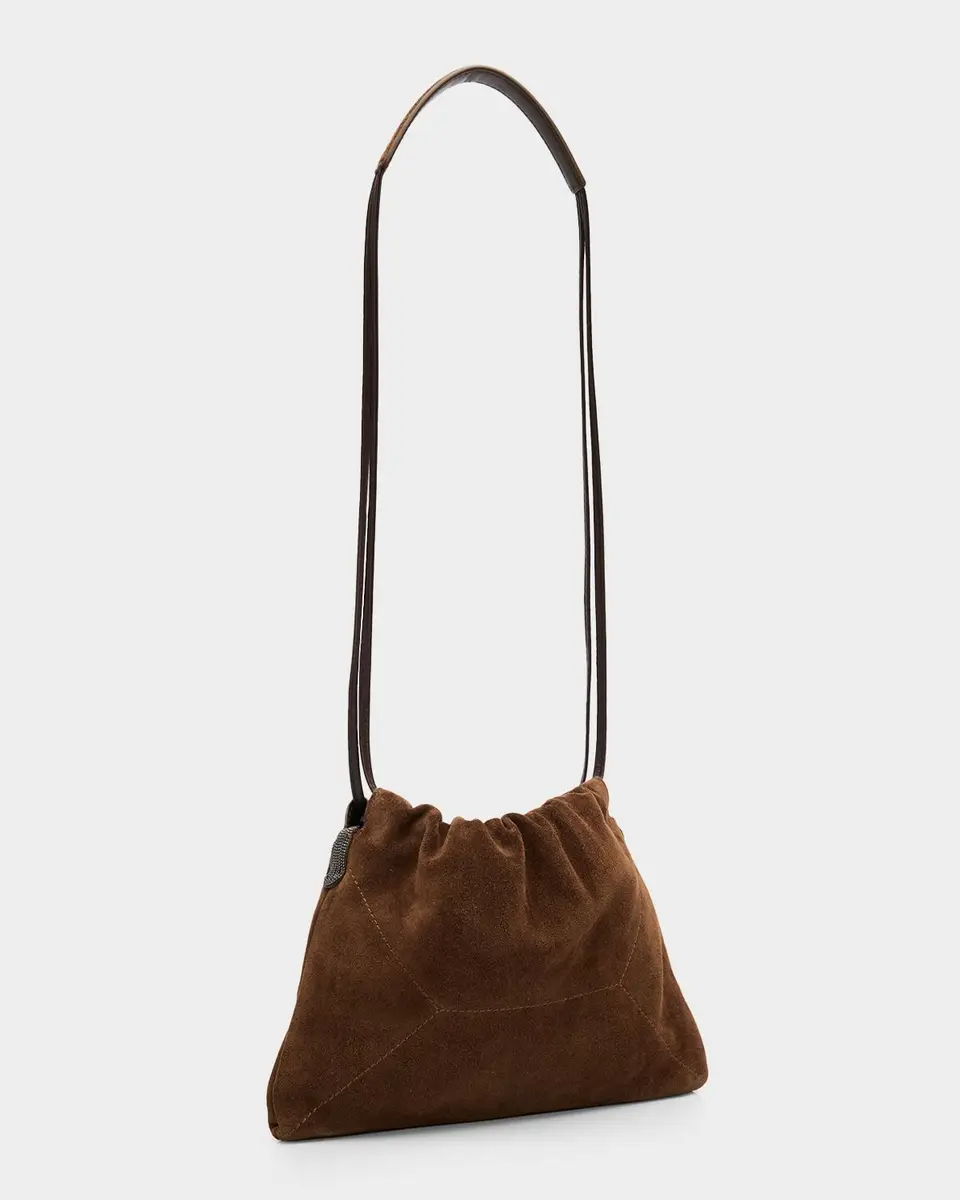 Brunello Cucinelli Suede Drawstring Shoulder Bag | Thumbnail 3 Brunello Cucinelli Suede Drawstring Shoulder Bag | Thumbnail 3