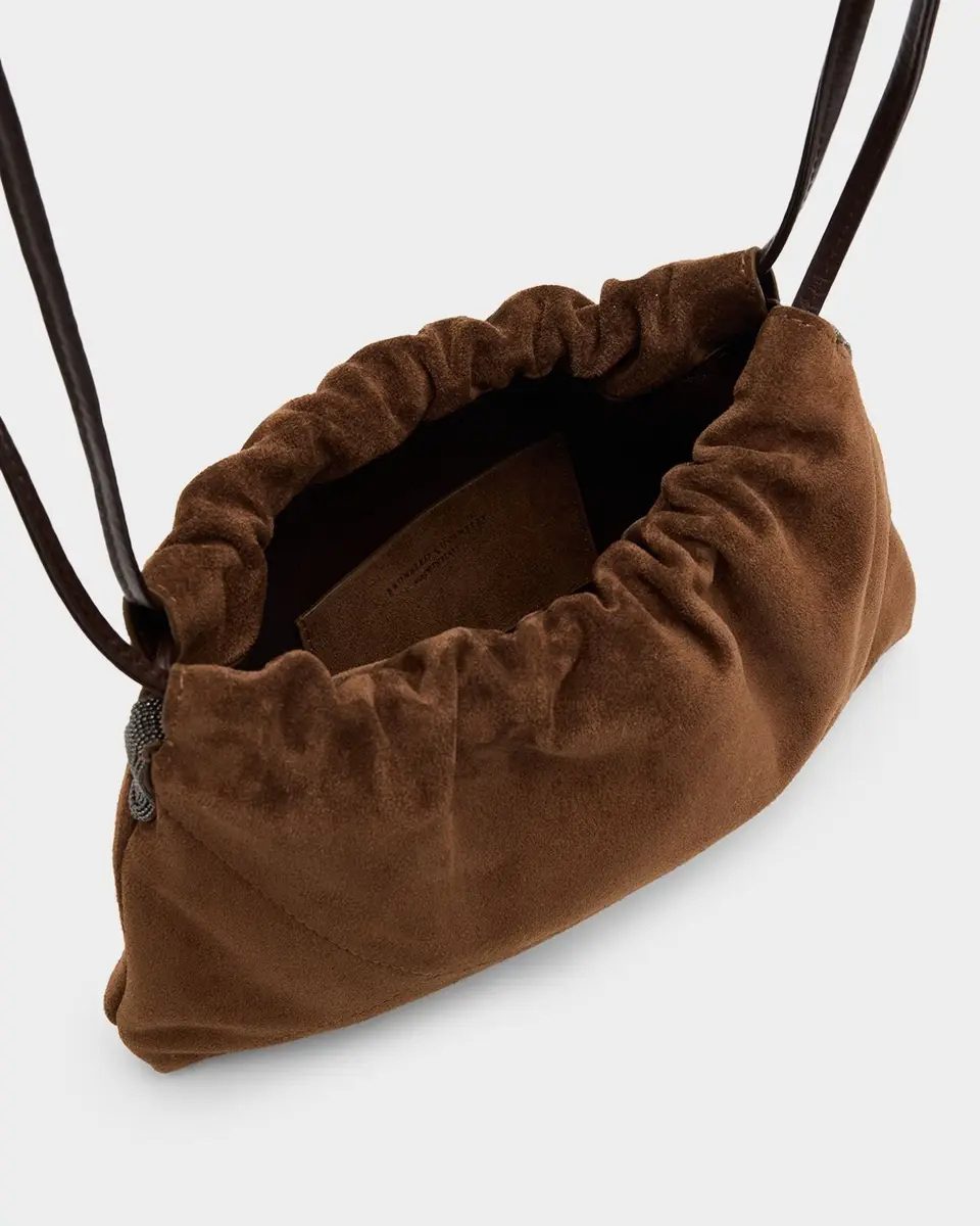 Brunello Cucinelli Suede Drawstring Shoulder Bag | Thumbnail 4 Brunello Cucinelli Suede Drawstring Shoulder Bag | Thumbnail 4