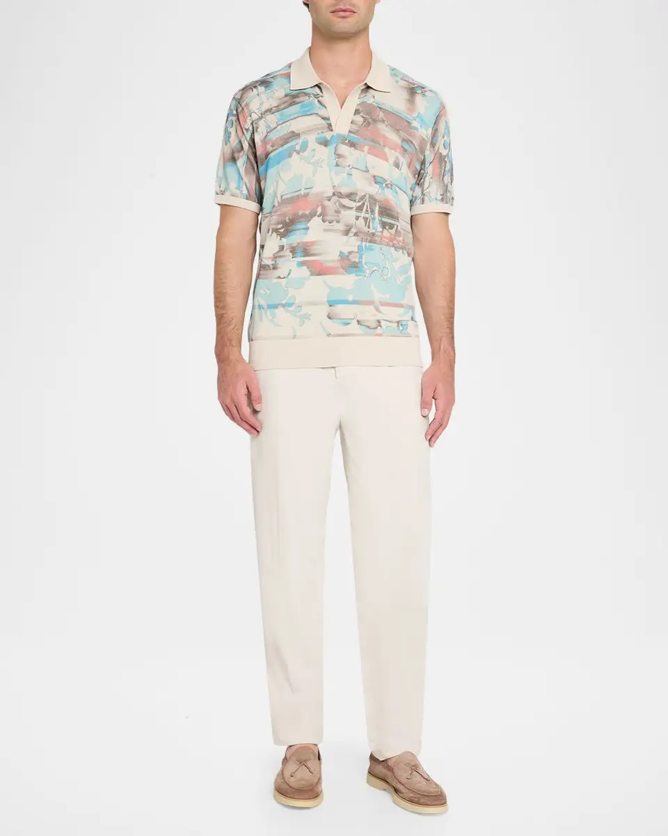 Robert Graham Men's Ordale Cotton Knit Abstract Johnny Collar Polo Shirt | Thumbnail 2
