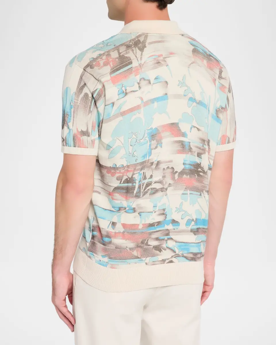 Robert Graham Men's Ordale Cotton Knit Abstract Johnny Collar Polo Shirt | Thumbnail 3