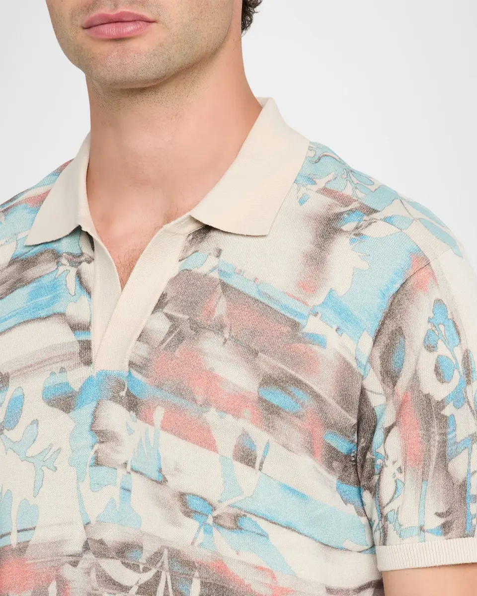 Robert Graham Men's Ordale Cotton Knit Abstract Johnny Collar Polo Shirt | Thumbnail 5