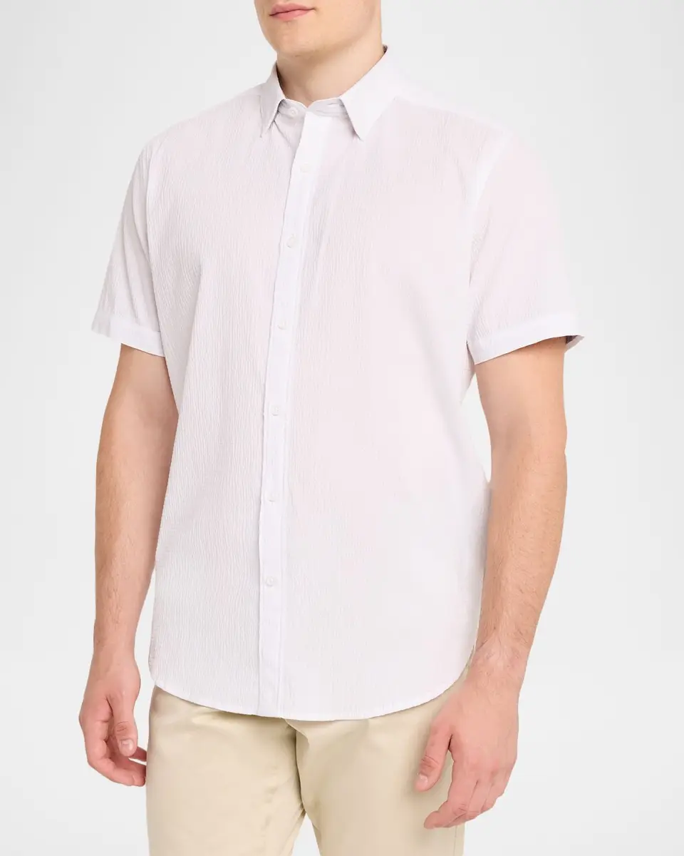 Robert Graham Men's Thresher Textured Cotton Short-Sleeve Shirt | Thumbnail 4 Robert Graham Men's Thresher Textured Cotton Short-Sleeve Shirt | Thumbnail 4