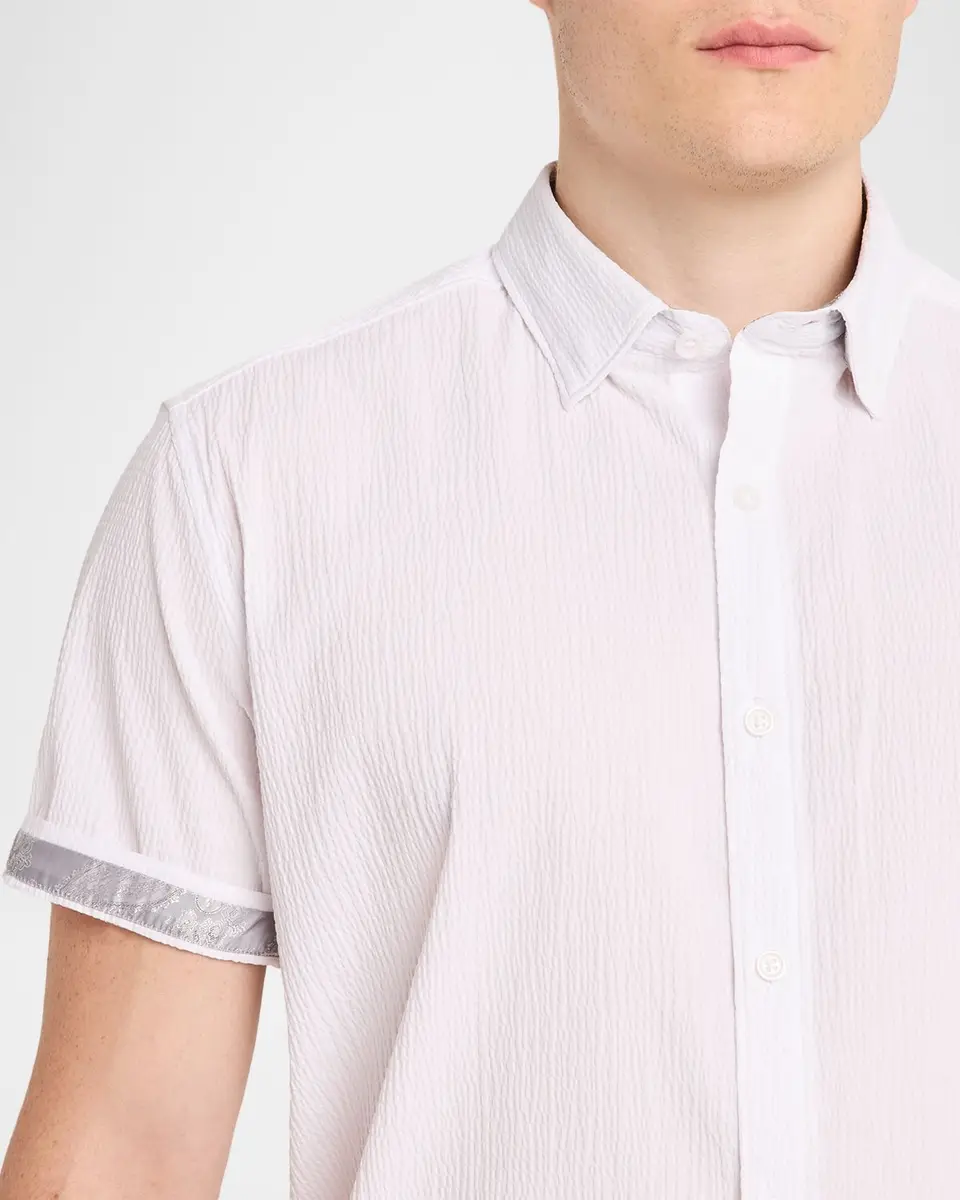 Robert Graham Men's Thresher Textured Cotton Short-Sleeve Shirt | Thumbnail 5 Robert Graham Men's Thresher Textured Cotton Short-Sleeve Shirt | Thumbnail 5