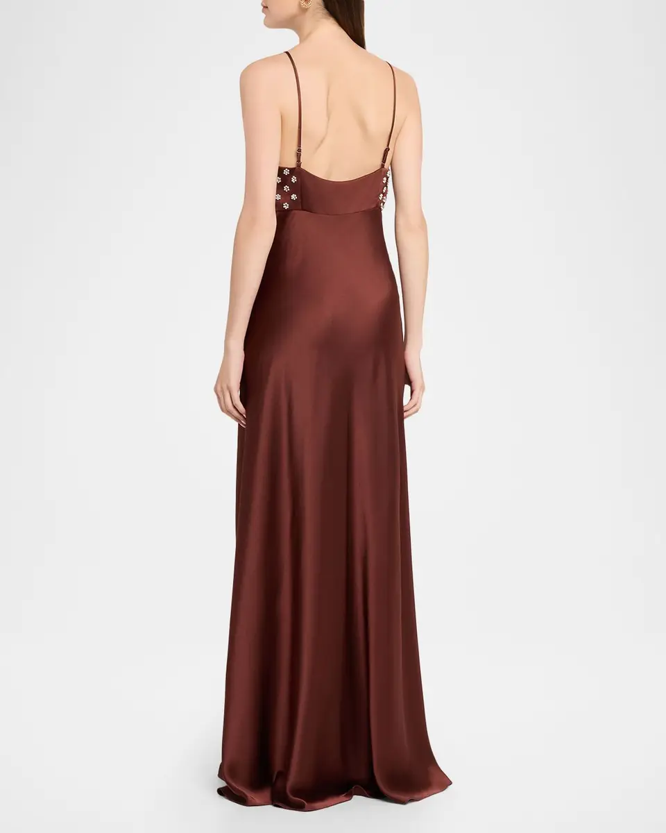 TANYA TAYLOR Ophelia Beaded Satin Maxi Dress | Thumbnail 3