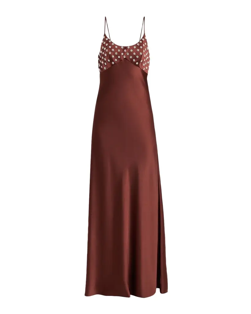 Tanya Taylor Ophelia Beaded Satin Maxi Dress | Image 1 Tanya Taylor Ophelia Beaded Satin Maxi Dress | Image 1