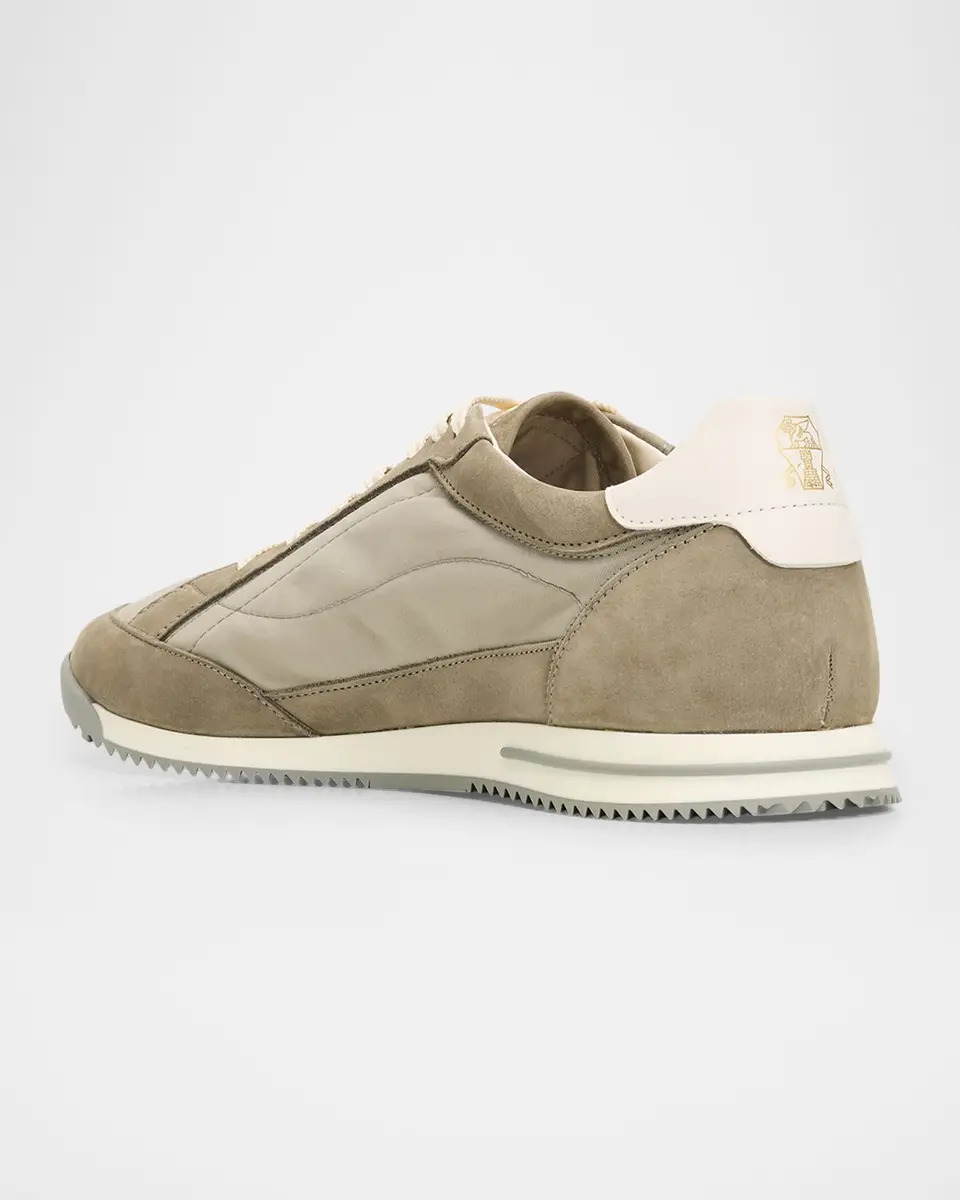 Brunello Cucinelli Men's Suede-Trim Low-Top Sneakers | Thumbnail 2