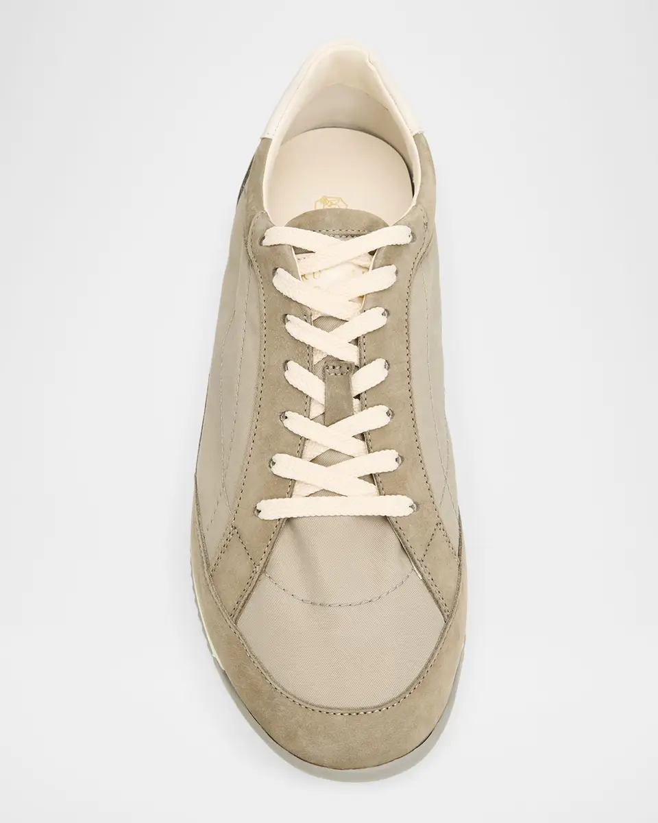 Brunello Cucinelli Men's Suede-Trim Low-Top Sneakers | Thumbnail 3