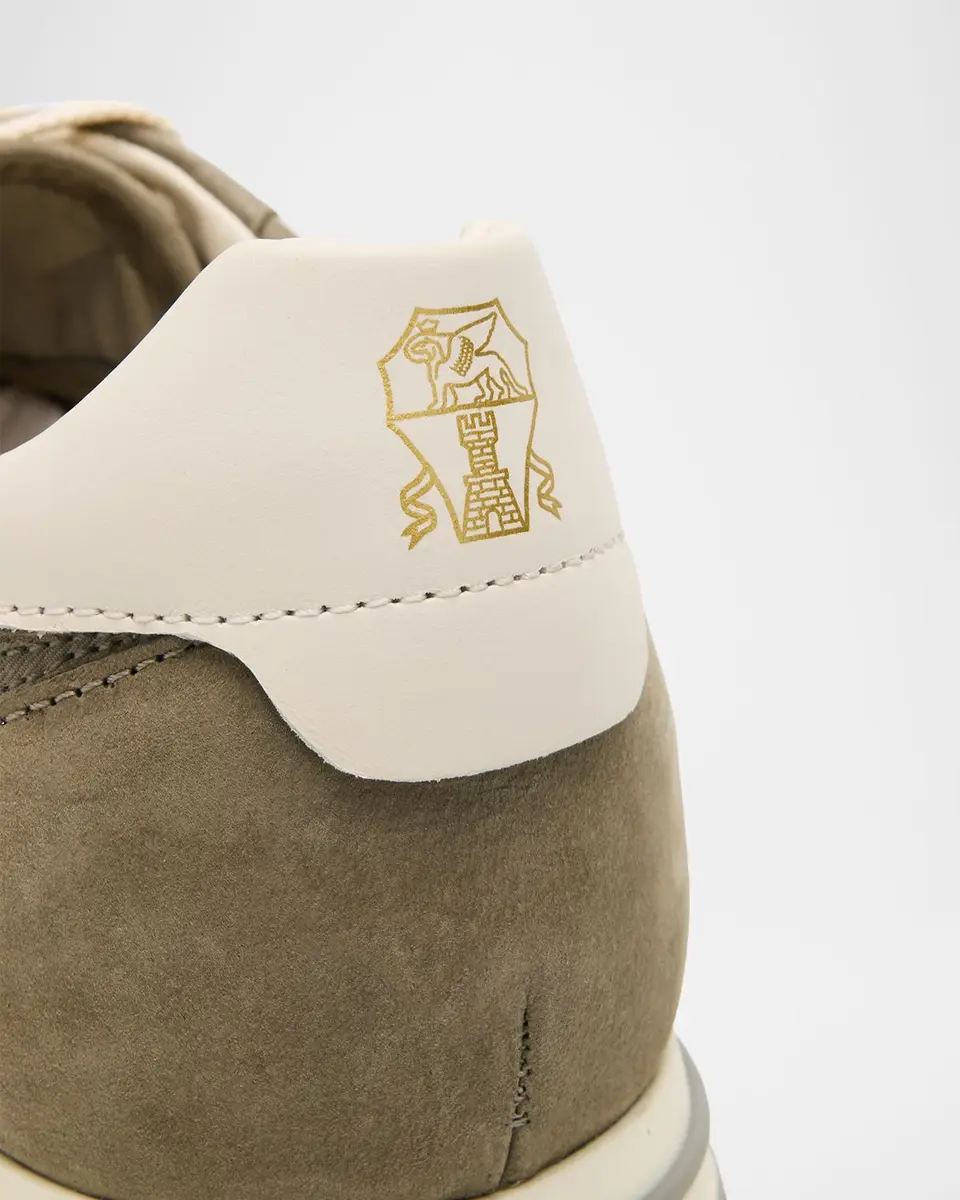 Brunello Cucinelli Men's Suede-Trim Low-Top Sneakers | Thumbnail 4