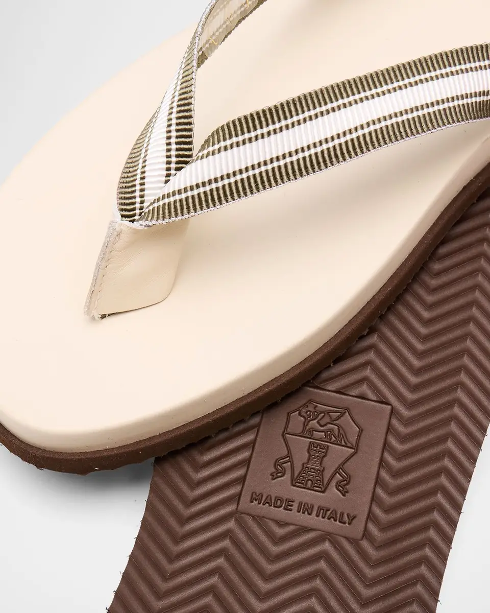 Brunello Cucinelli Men's Leather Grosgrain-Stripe Flip-Flops | Thumbnail 5 Brunello Cucinelli Men's Leather Grosgrain-Stripe Flip-Flops | Thumbnail 5