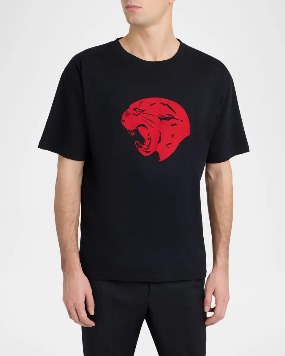 Valentino Garavani Men's Panther Cotton Crewneck T-Shirt | Thumbnail 3 Valentino Garavani Men's Panther Cotton Crewneck T-Shirt | Thumbnail 3