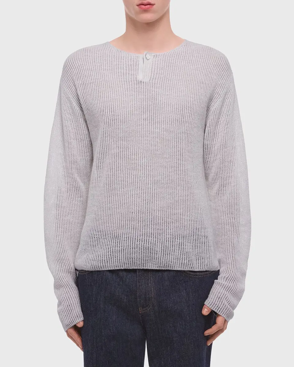 Helmut Lang Men's Waffle-Knit Henley T-Shirt | Thumbnail 4 Helmut Lang Men's Waffle-Knit Henley T-Shirt | Thumbnail 4