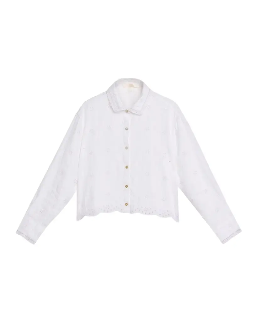 LoveShackFancy Delano Eyelet Linen Top | Image 1 LoveShackFancy Delano Eyelet Linen Top | Image 1