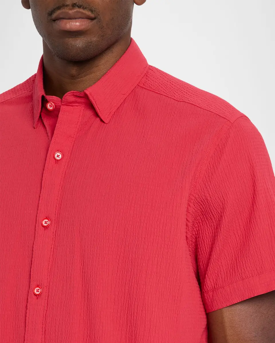 Robert Graham Men's Thresher Textured Cotton Short-Sleeve Shirt | Thumbnail 5 Robert Graham Men's Thresher Textured Cotton Short-Sleeve Shirt | Thumbnail 5