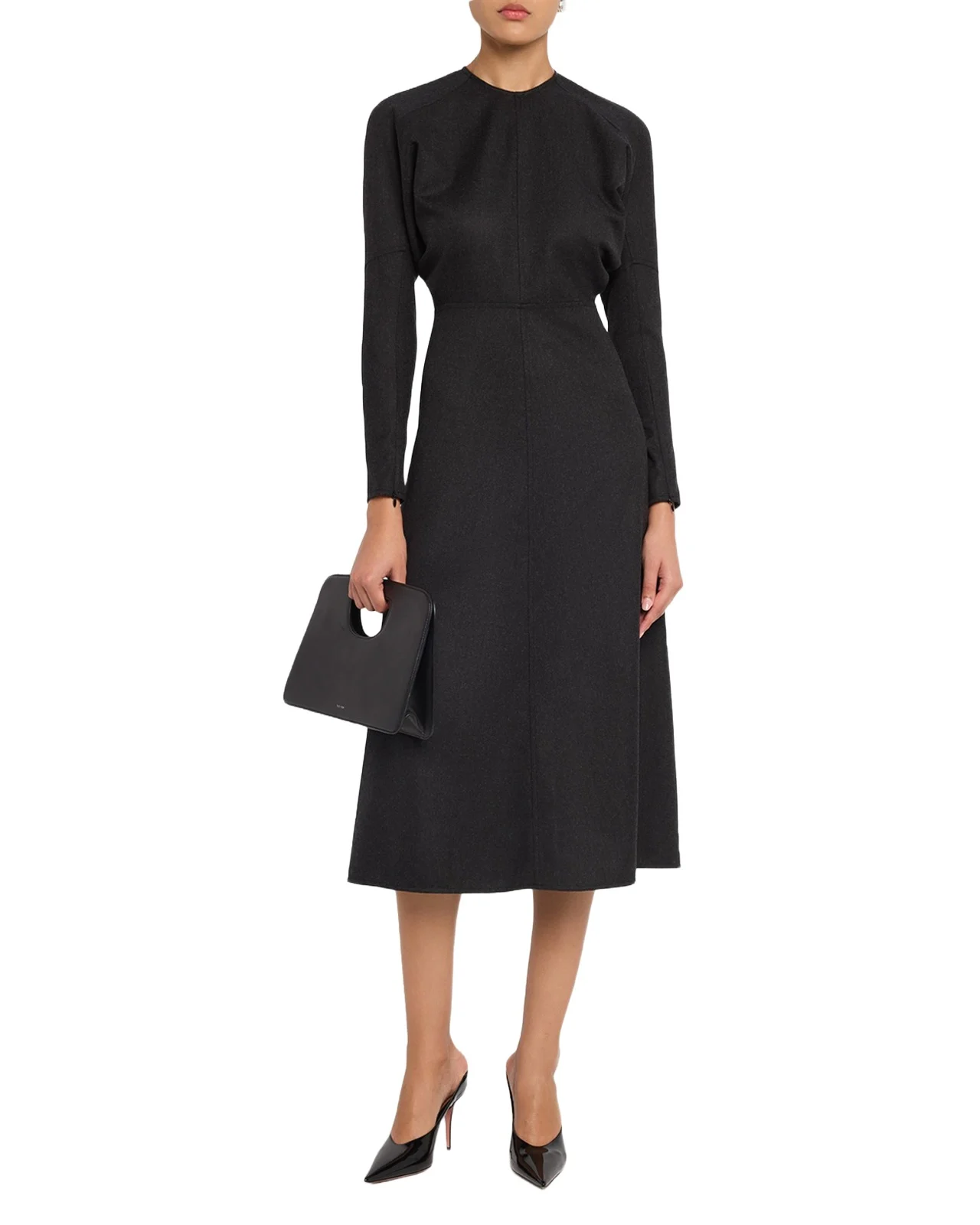 Dolman-Sleeve A-Line Midi Dress