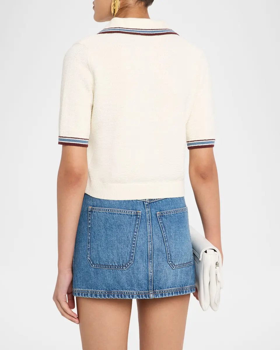 Veronica Beard Quinelle Cropped Knit Polo Top | Thumbnail 3 Veronica Beard Quinelle Cropped Knit Polo Top | Thumbnail 3