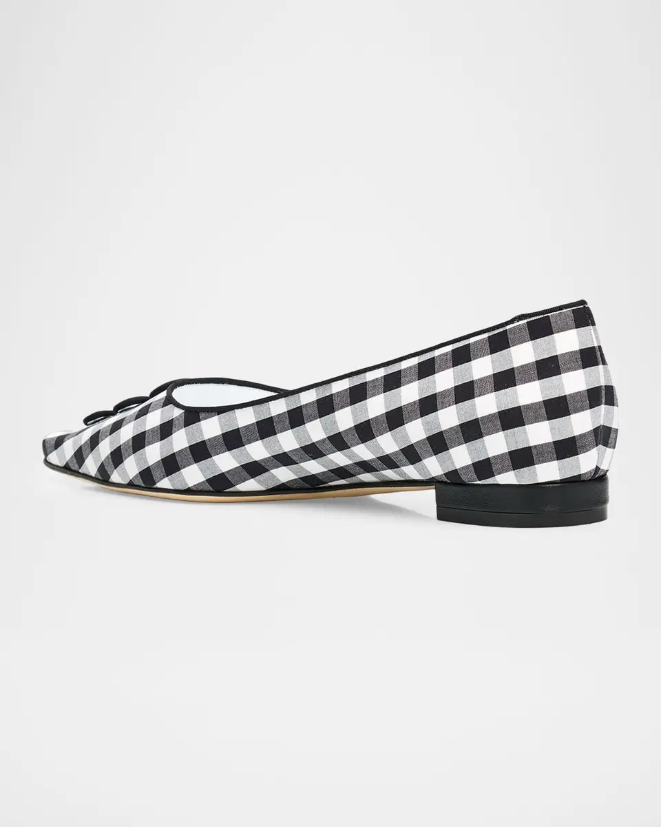 Manolo Blahnik Alexa Gingham Cotton Ballerina Flats | Thumbnail 4